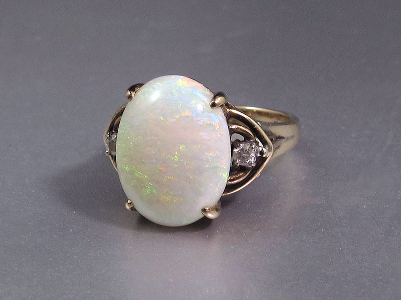 7 CT OPAL RING WITH DIAMONDS 14K 146aba