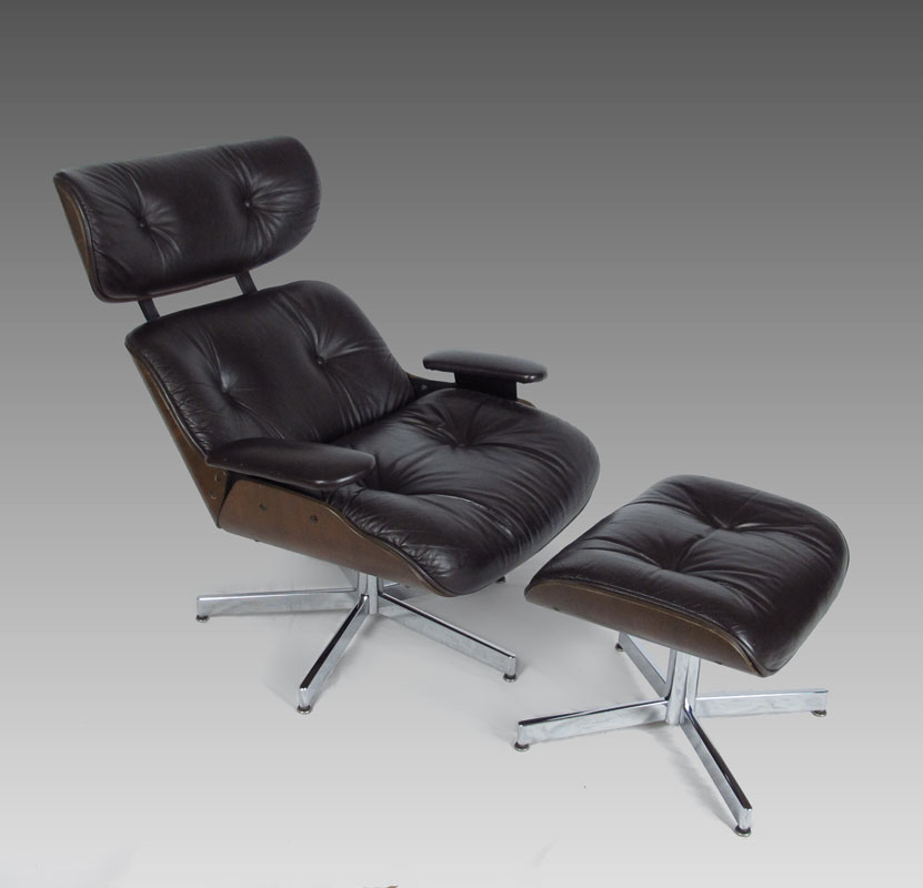 EAMES STYLE LOUNGE CHAIR AND OTTOMAN  146b0b