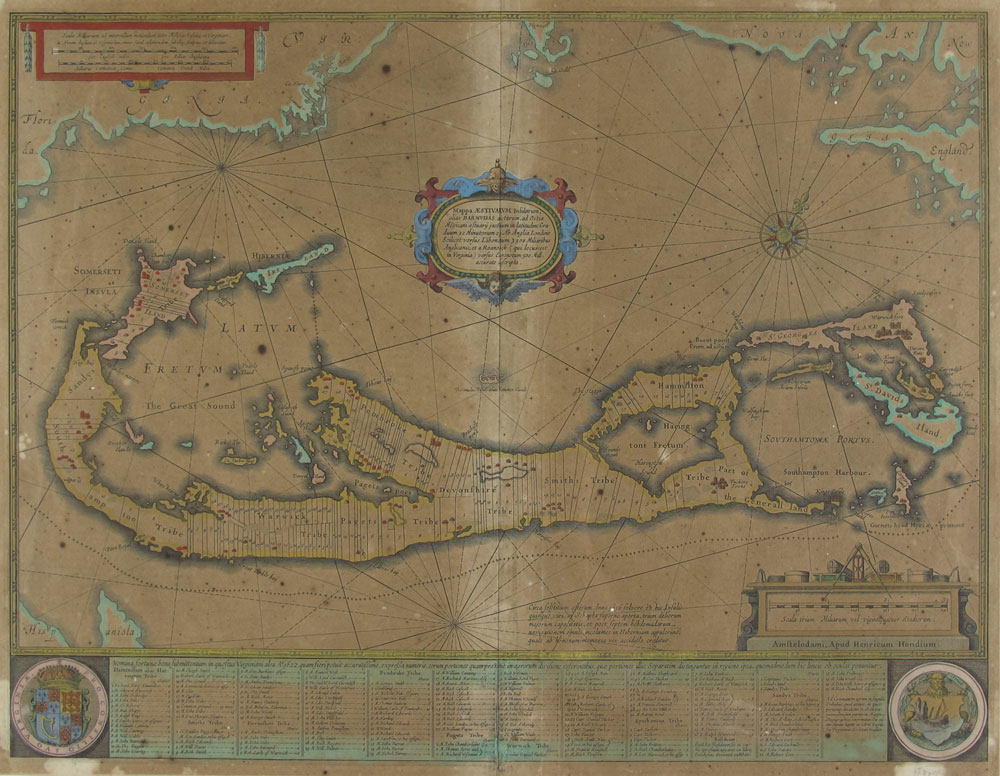 EARLY BERMUDA MAP BY HENDRICUS HONDIUS: