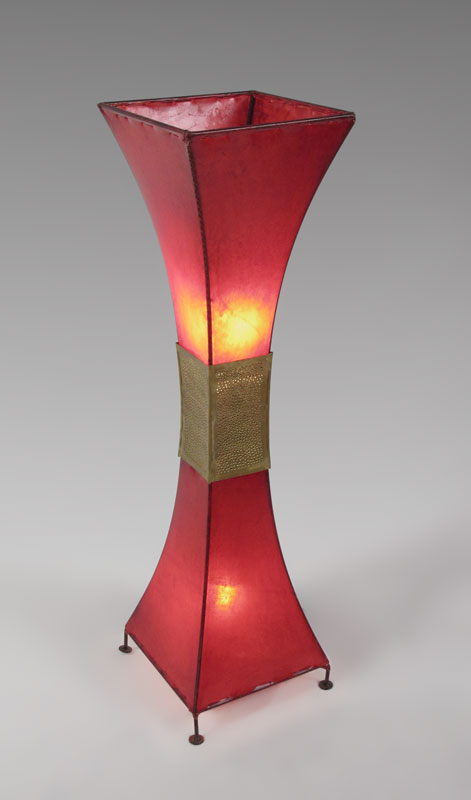 RED STRETCHED HIDE FLOOR LAMP: