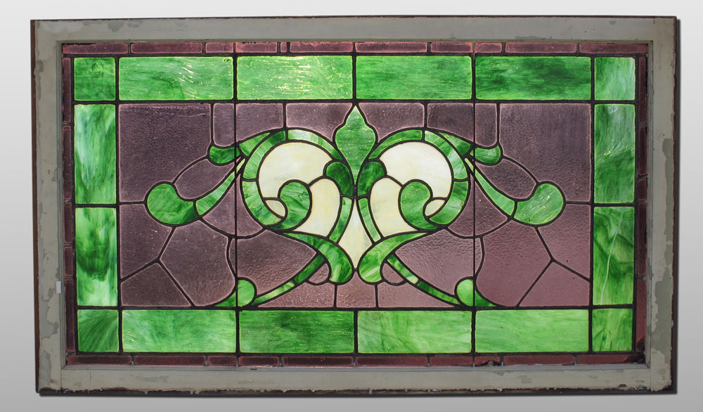 FOLIATE SCROLL STAINED GLASS WINDOW: