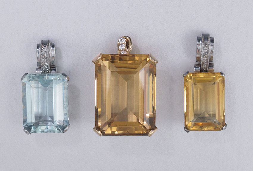 3 CITRINE AQUAMARINE PENDANTS  146b55