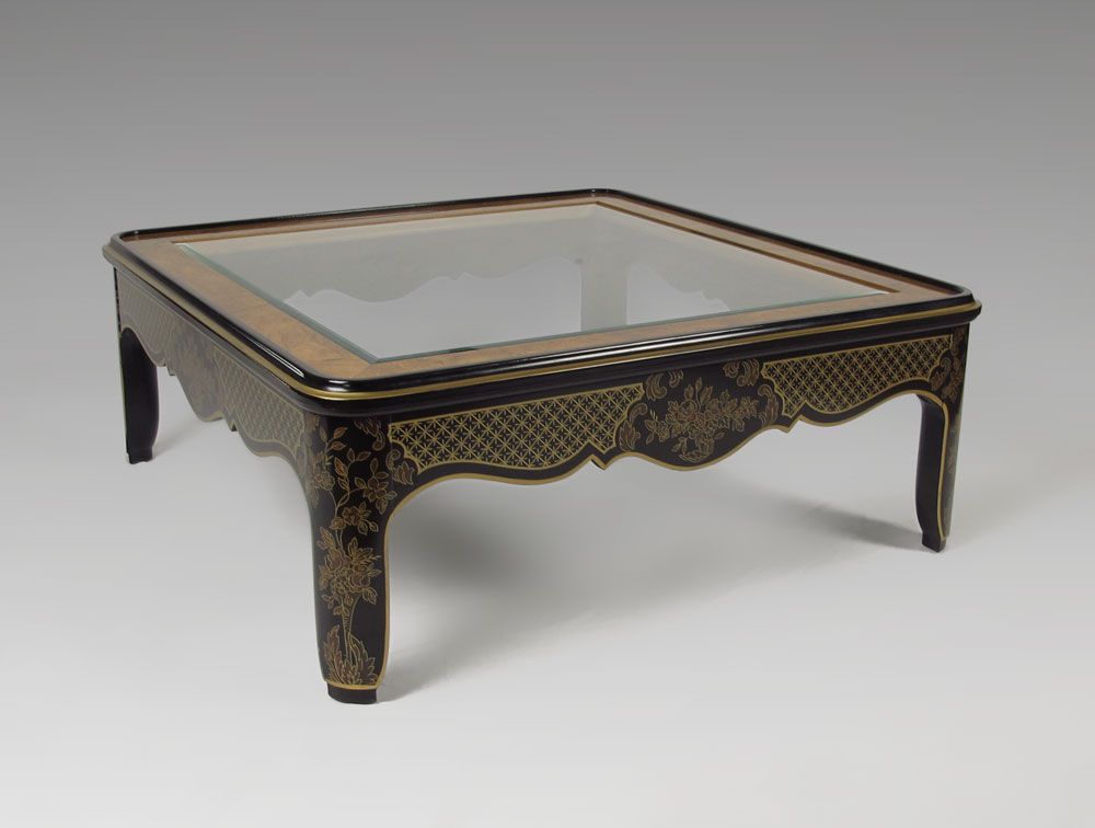 CHINOISERIE DECORATED GLASS TOP