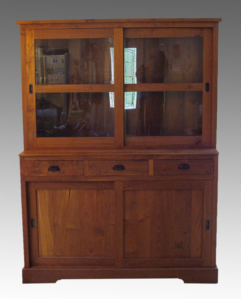 CONTEMPORARY CHERRY TWO PART CABINET: