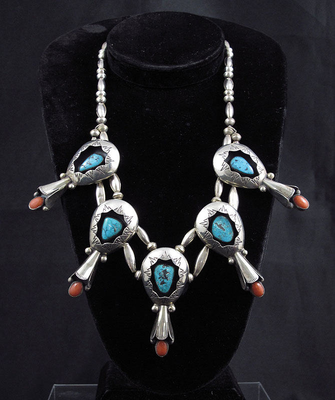 SIGNED TURQUOISE AND CORAL SILVER 146b79