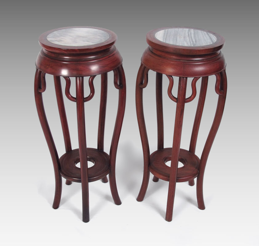 PAIR CHINESE MARBLE TOP JARDINIERE 146b82