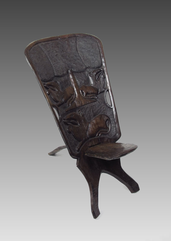 AFRICAN FOLK ART HAND CARVED CHAIR  146b8f