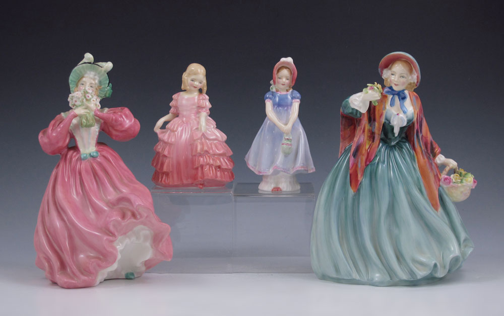 4 ROYAL DOULTON FIGURINES: 1) Lady