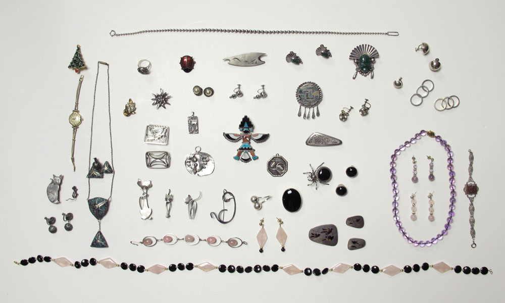 ESTATE LOT OF STERLING & COSTUME JEWELRY: