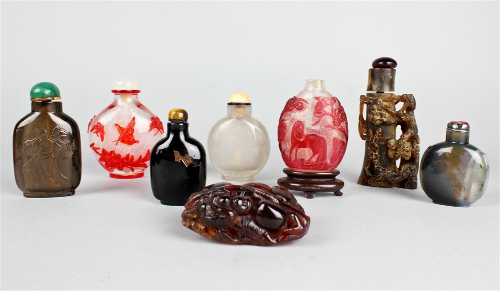 GROUP OF EIGHT CHINESE SNUFF BOTTLES