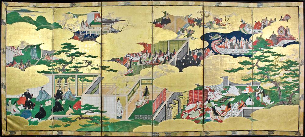 JAPANESE GENJI BYOBU (SIX-PANEL