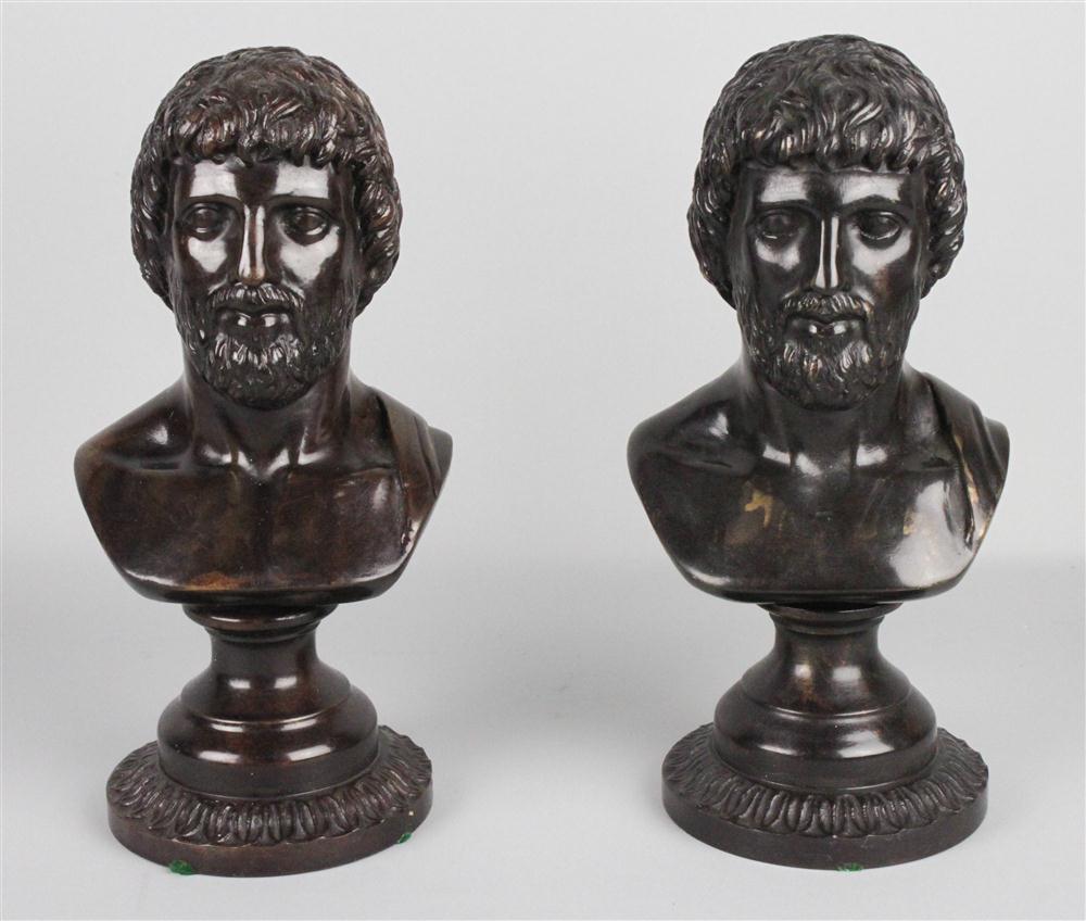 TWO BRONZE BUSTS OF A CLASSICAL