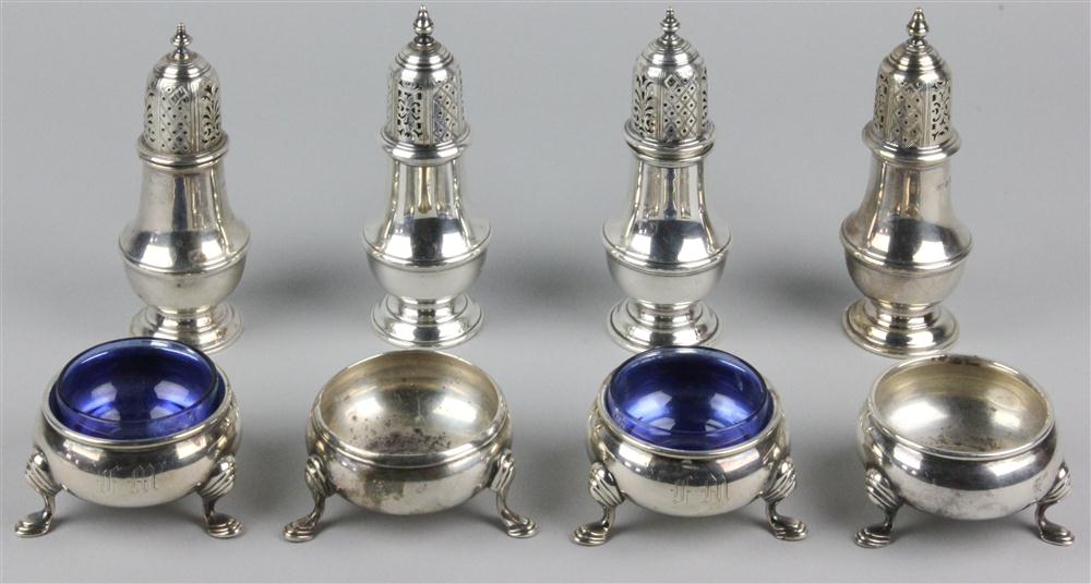 SET OF FOUR LONDON SILVER CASTERS