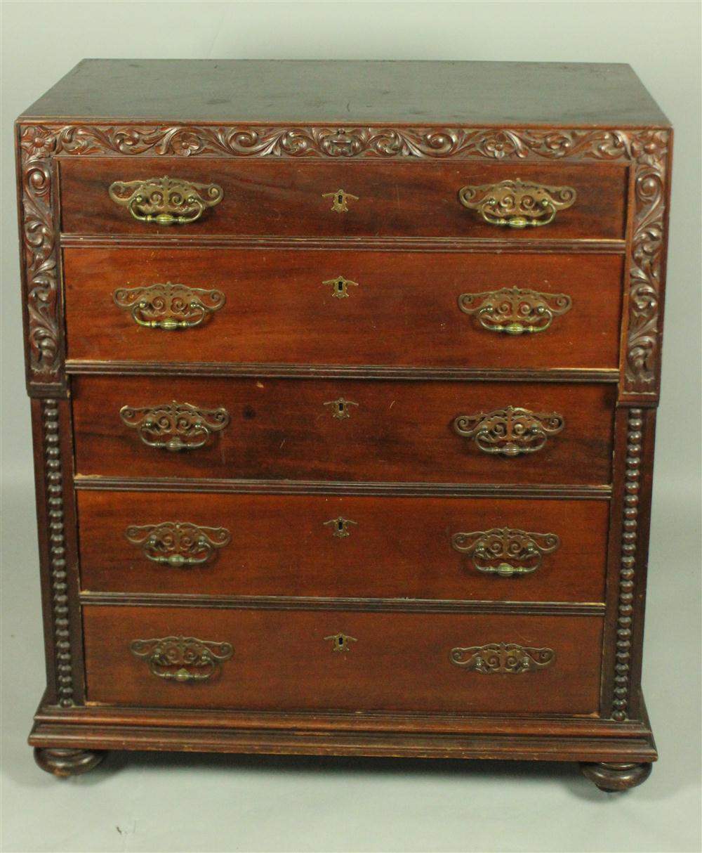 VICTORIAN CARVED MAHOGANY FIVE