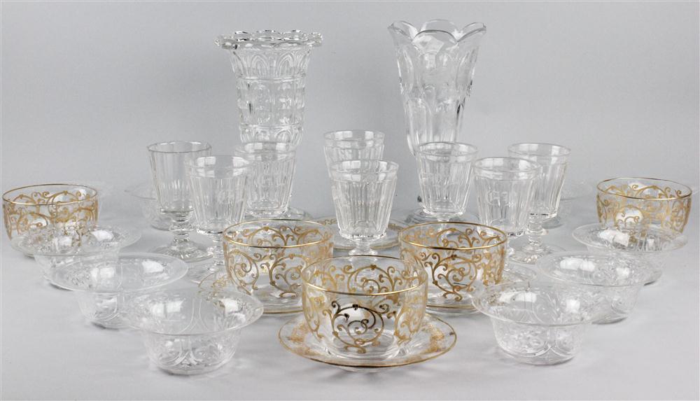 TWO GLASS CELERY VASES AND SOME
