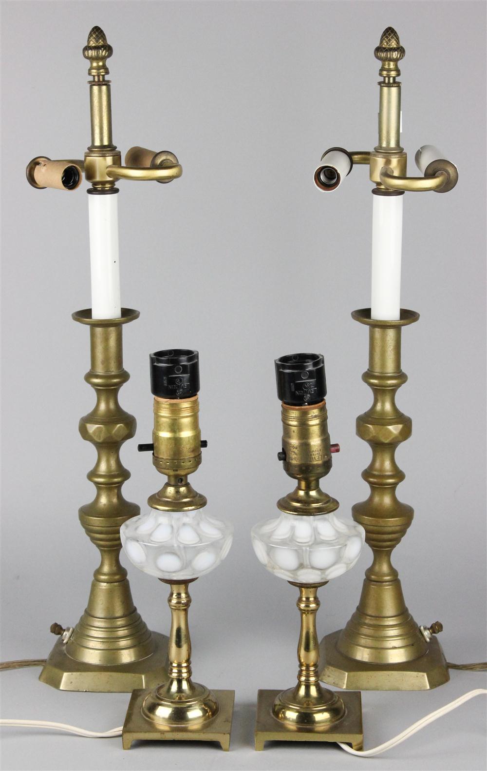 TWO PAIRS OF TABLE LAMPS one a