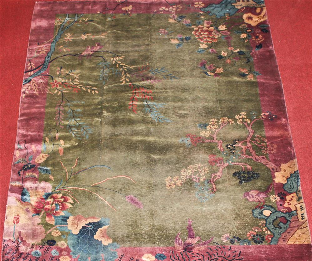 CHINESE ART DECO RUG approx 11 4  146e23