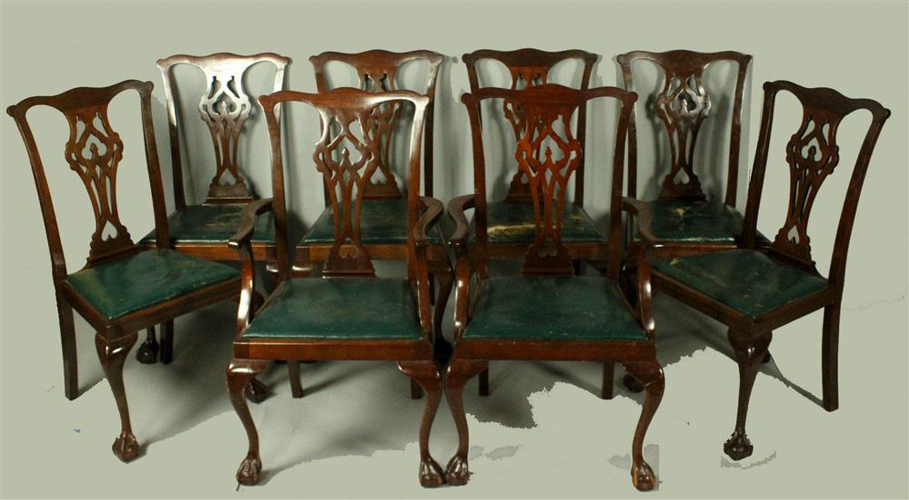 SET OF EIGHT MAHOGANY CHIPPENDALE STYLE