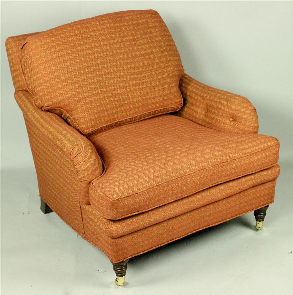 RUST FABRIC UPHOLSTERED CLUB CHAIR