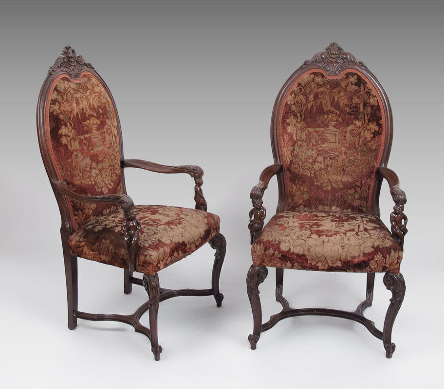 PAIR OF FIGURAL CARVED ARM CHAIRS  146f30