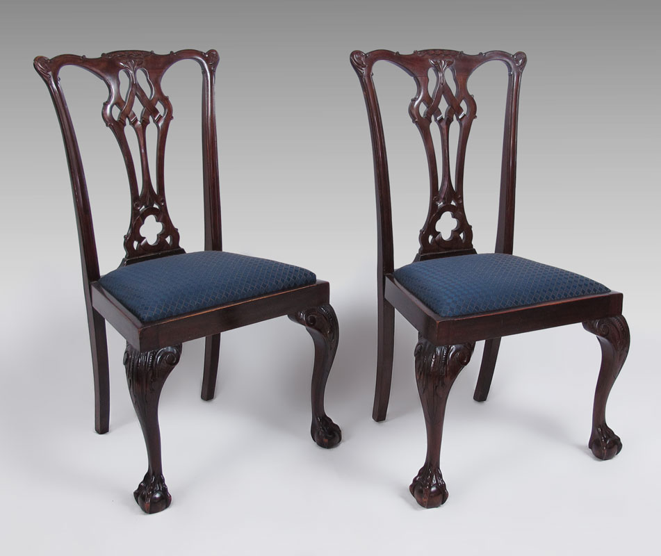 PAIR CENTENNIAL CHIPPENDALE CHAIRS: