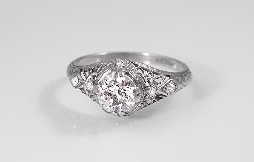 PLATINUM FILIGREE DIAMOND RING 146f43