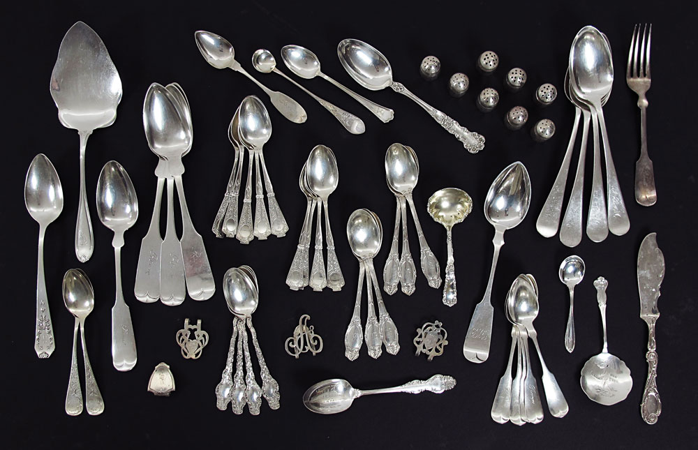 ESTATE COLLECTION OF STERLING FLATWARE: