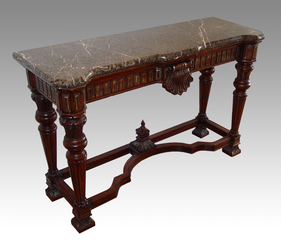 CARVED MAHOGANY MARBLE TOP FOYER 146fc2