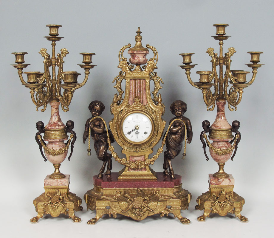 IMPERIAL FIGURAL CLOCK GARNITURE SET: