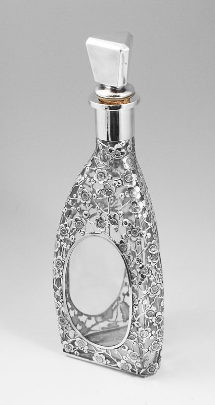 SILVER OVERLAY DECANTER: Heavy