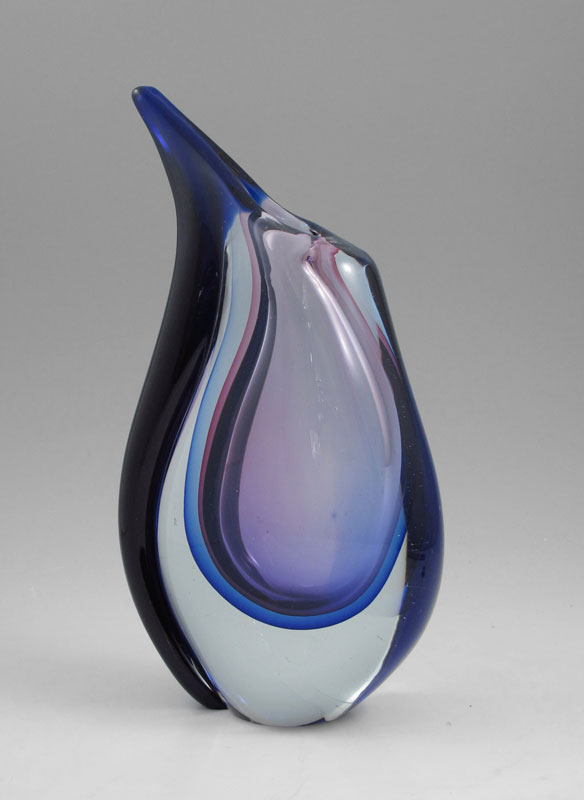 MURANO SOMMERSO GLASS VASE: Blue purple