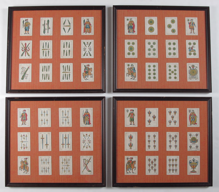 4 FRAMED PLAYING CARD COLLECTIONS: