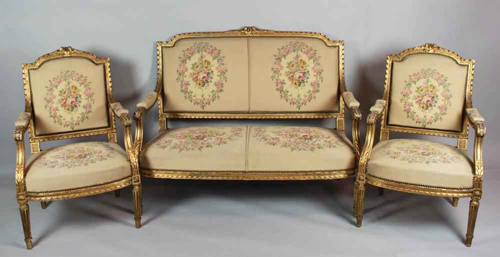 LOUIS XVI STYLE GILTWOOD CANAPE 14718a