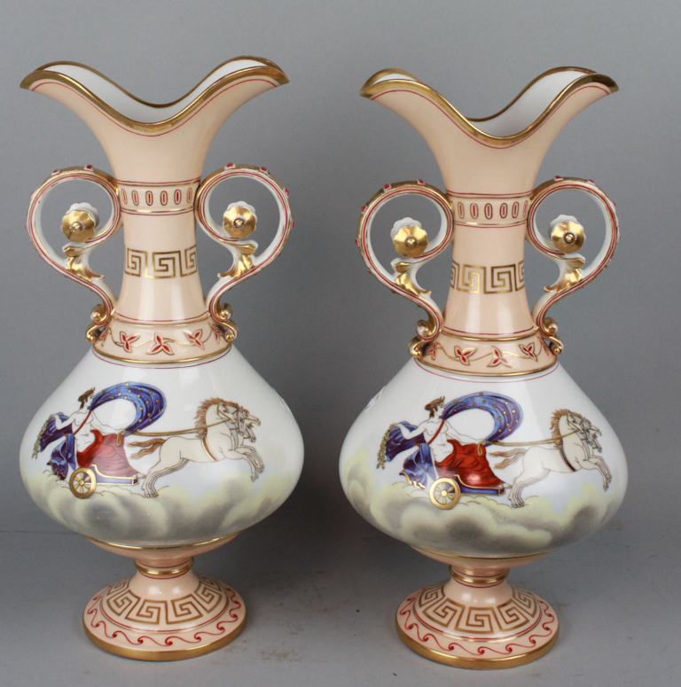 PAIR OF CONTINENTAL PORCELAIN TWO HANDLED 1471ab