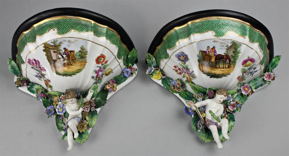 PAIR OF MEISSEN STYLE WALL BRACKETS