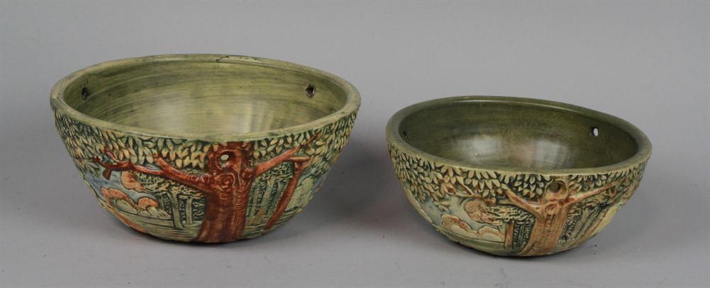 TWO WELLER POTTERY FOREST PATTERN 147233