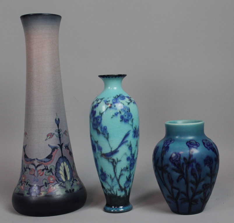 THREE ROOKWOOD ART POTTERY VASES oviform