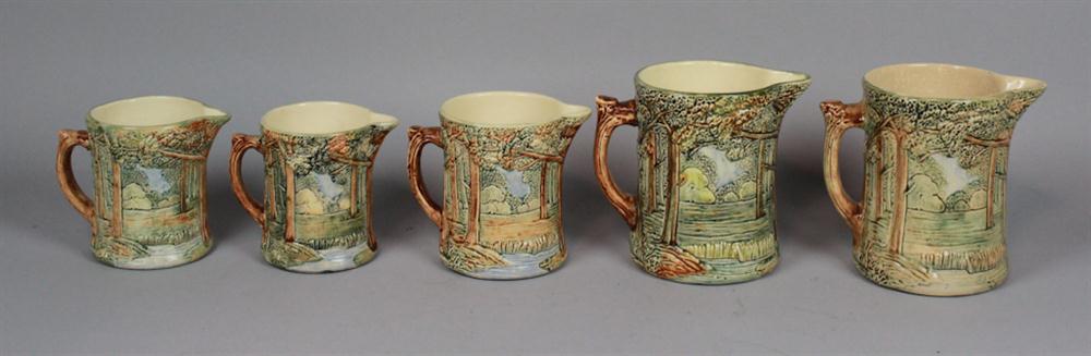 FIVE WELLER POTTERY FOREST PATTERN