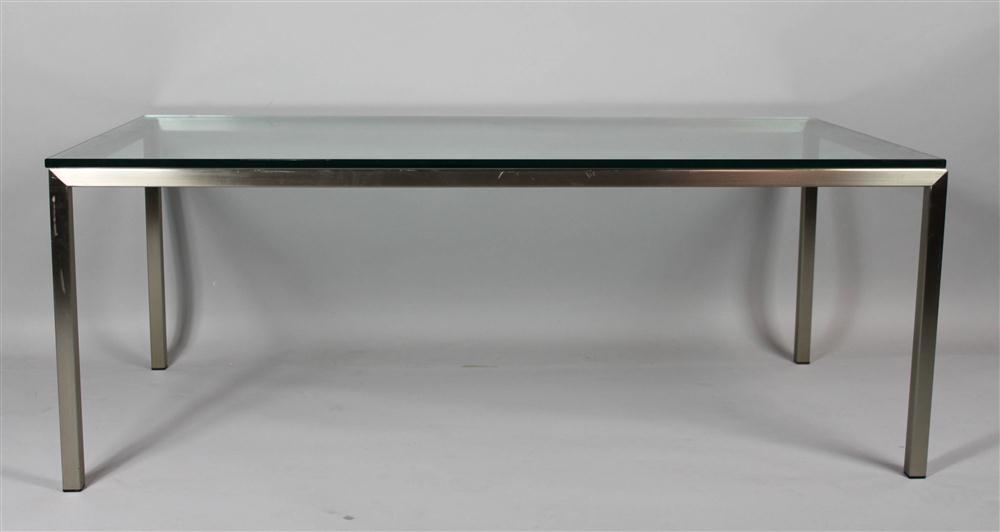 GLASS TOPPED CHROME TABLE removable