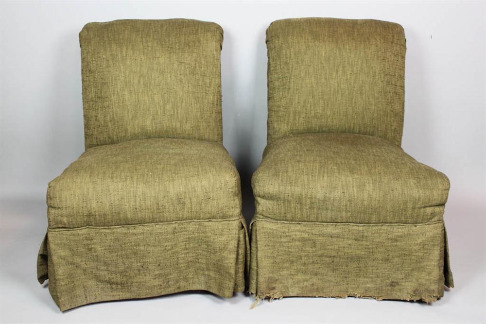 PAIR ENGLISH SLIPPER CHAIRS WITH 14725e
