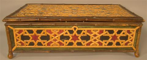 POLYCHROME PAINTED AND BAMBOO-MOUNTED