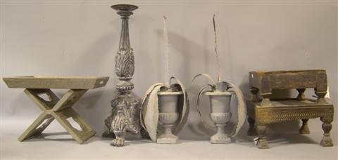 PAIR OF TOLE ALOE IN METAL URNS 145146