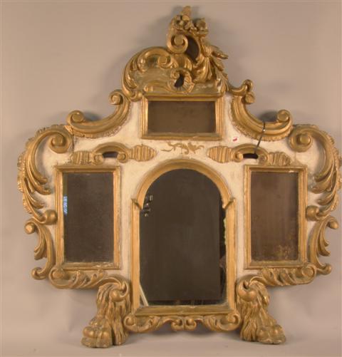 VENETIAN PAINTED AND PARCEL GILT