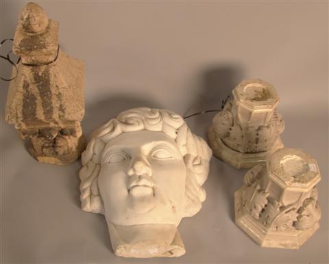 PAIR OF WHITE MARBLE CAPITALS carved