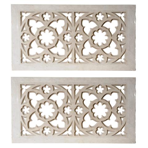 PAIR OF GOTHIC STYLE CARVED WHITE 14519e