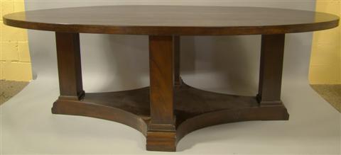 MODERN MAHOGANY OVAL DINING TABLE stamped