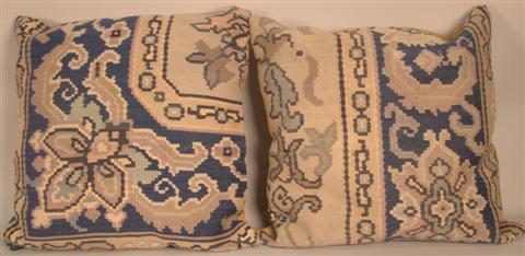 TWO BLUE KILIM PILLOWS AND A BLUE