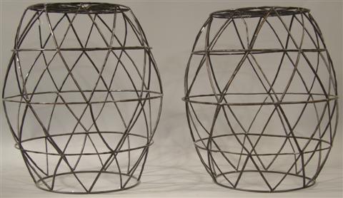 PAIR OF WIRE GARDEN STOOLS dia: