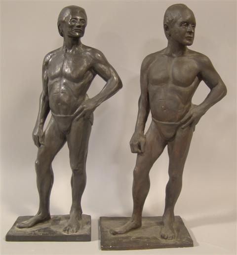 BRONZE FIGURE OF A MAN TOGETHER 1451db