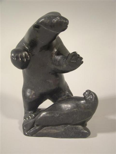 HAND CARVED STONE SCULPTURE OF BEAR